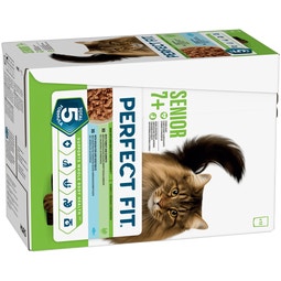 PERFECT FIT Senior 7+ Wet Cat Food Pouch Turkey & Fish in Gravy 12 x 85g image