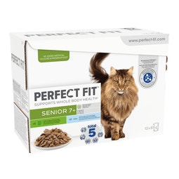 PERFECT FIT™ Senior 7+ Cat Food Pouches Mixed 12 x 85g image