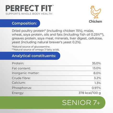 PERFECT FIT™ Senior 7+ Dry Cat Food Chicken 7kg, 2.8kg, 750g image 1