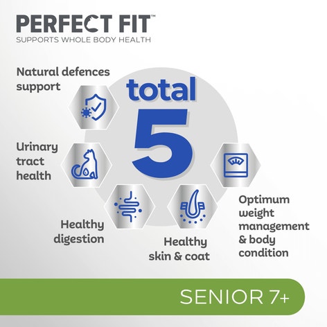 PERFECT FIT™ Senior 7+ Dry Cat Food Chicken 7kg, 2.8kg, 750g image 1