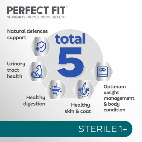 PERFECT FIT™ Sterile (Neutered) Adult Dry Cat Food Chicken 7kg, 2.8kg image 1