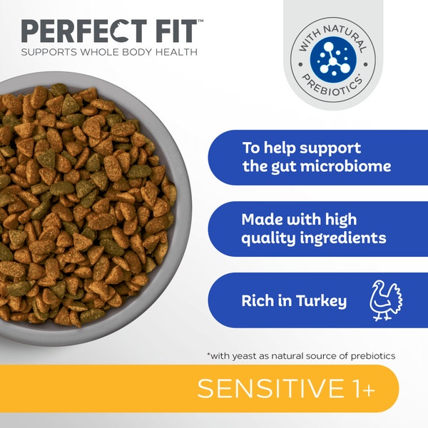 PERFECT FIT™ Sensitive Adult Dry Cat Food Turkey 7kg, 750g image 2