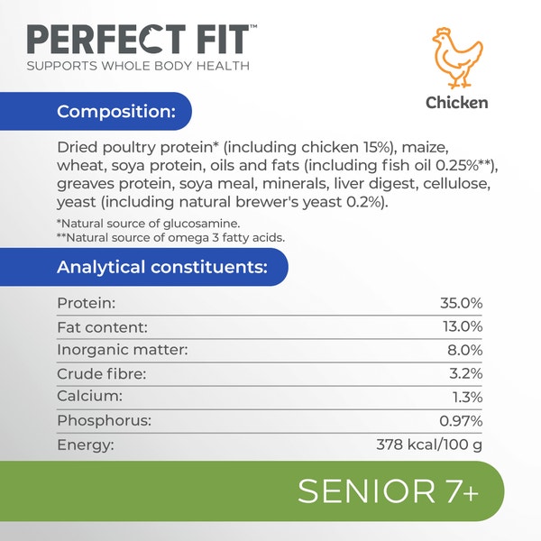 PERFECT FIT™ Senior 7+ Dry Cat Food Chicken 7kg, 2.8kg, 750g image 4