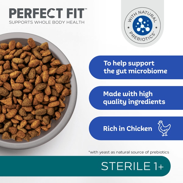 PERFECT FIT™ Sterile (Neutered) Adult Dry Cat Food Chicken 7kg, 2.8kg image 2
