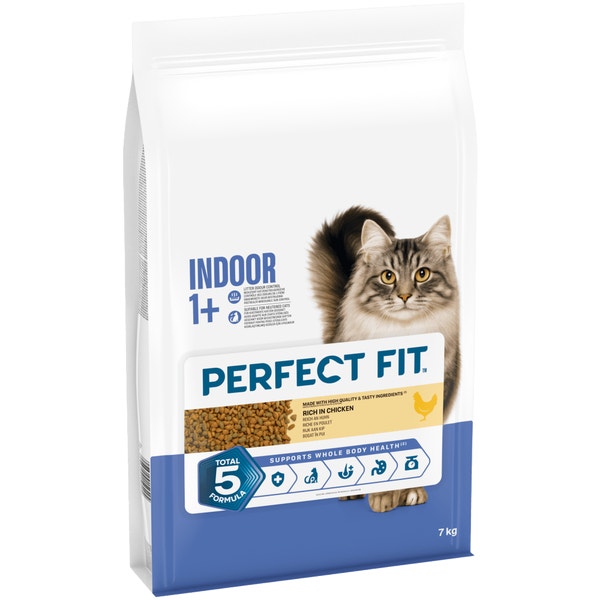 PERFECT FIT Indoor Adult 1+ Dry Cat Food Chicken 7kg image 1