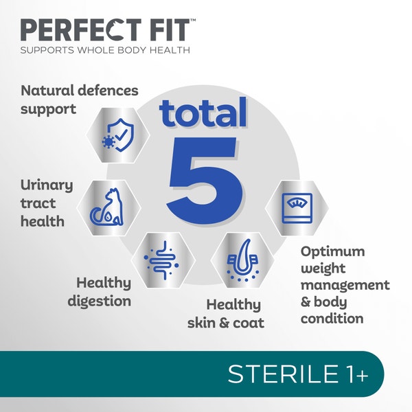 PERFECT FIT™ Sterile (Neutered) Adult Dry Cat Food Chicken 7kg, 2.8kg image 5